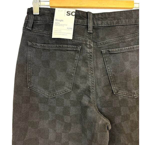 Sonoma Goods for Life Black Checker High Rise Straight Jeans Size 9/29W - Picture 4 of 12